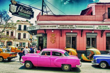Havana, Küba - 9 Ağustos 2016: hav restoranda floridita cephe