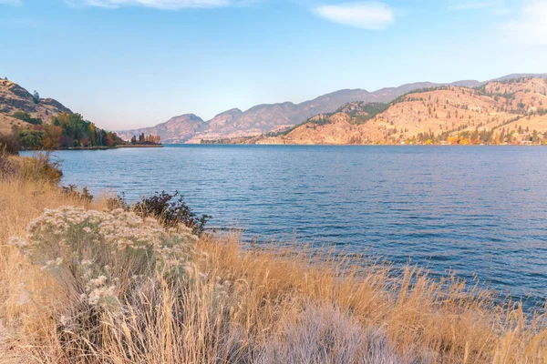 Vista Serale Del Lago Skaha Autunno Dal Kettle Valley Rail — Foto Stock