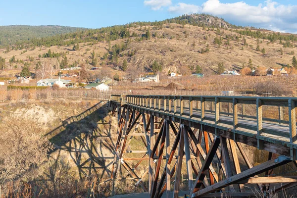 Wooden Trestle Bridge Ravine Kettle Valley Rail Trail Okanagan Valley — Stock Photo, Image