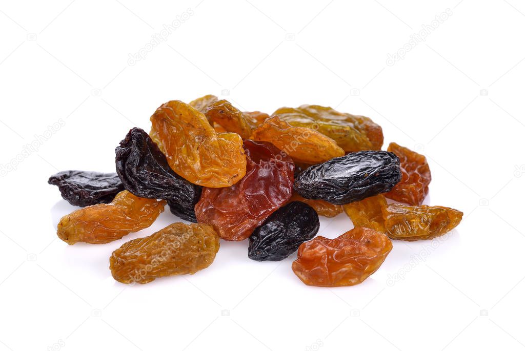 Raisins isolated on white background