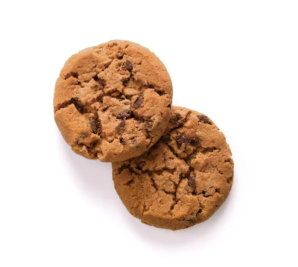 Galleta de chispas de chocolate en blanco vista background.top — Foto de Stock