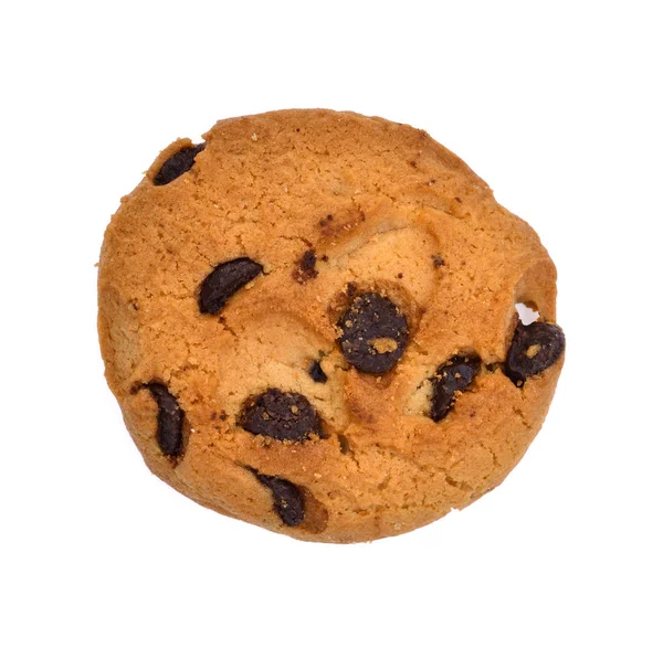 Choklad chip cookie på vit bakgrund.top view — Stockfoto