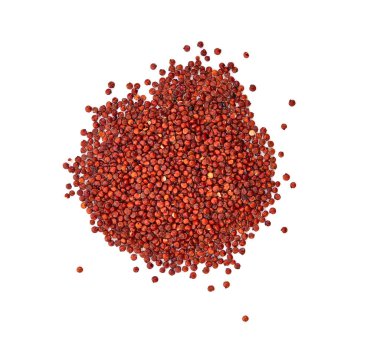 red quinoa seeds on white background.Top view