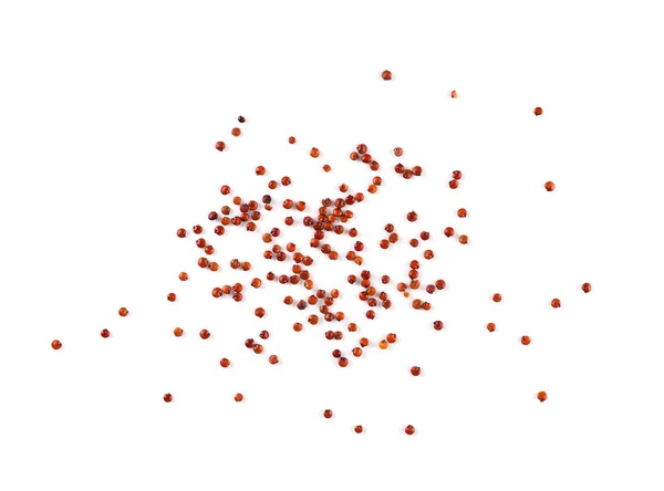 red quinoa seeds on white background.Top view