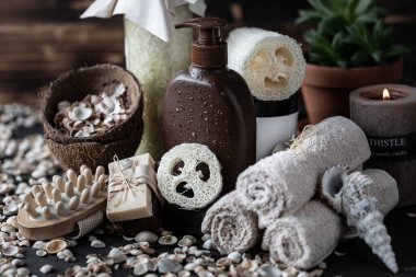 Kahverengi beyaz kaplıca ürünleri. Sıfır atık