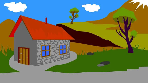 Background for animation, a small house