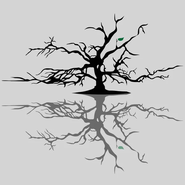 Strom Uschl Zbyl Jen Jeden Zelený List — Stockový vektor