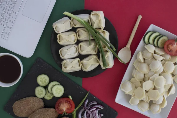 ready meal to eat wooden spoon view from above food photography