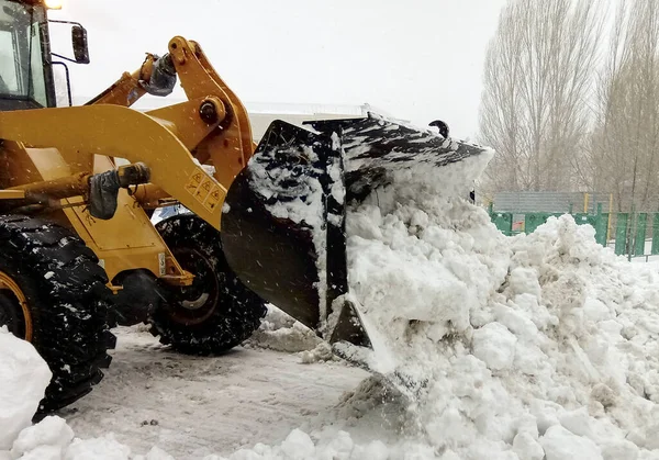 Máquina Grande Que Limpia Nieve Carretera Patio — Foto de Stock