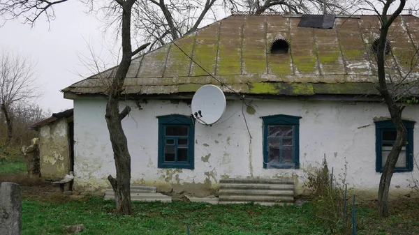 Satellite dish on an old building