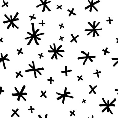 Kar Taneleri Kış Kusursuz Kiremitleri. Çizgi film karalama stili. R