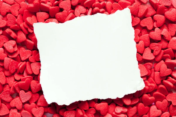 Carte Caramelle Cuore Concetto San Valentino Vista Dall Alto — Foto Stock