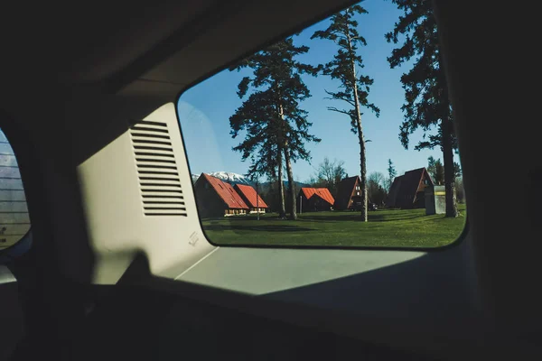 Alvás Autóban Utazik Nézet Szlovákia — Stock Fotó