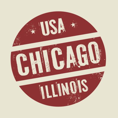 Grunge vintage yuvarlak damga ile metin Chicago, Illinois