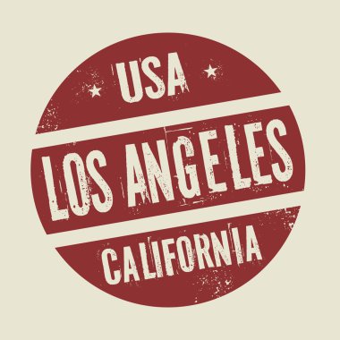 Grunge vintage yuvarlak damga ile metin Los Angeles, Kaliforniya