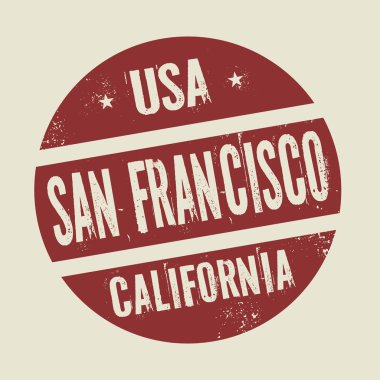 Metin San Francisco, Kaliforniya ile Grunge vintage yuvarlak damga