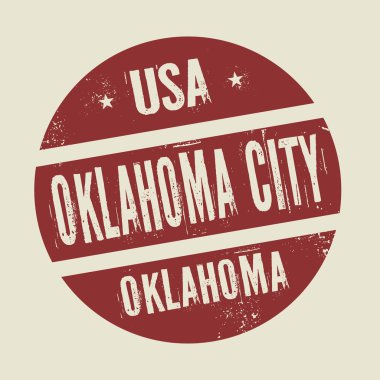 Grunge vintage yuvarlak damga ile metin Oklahoma City, Oklahoma