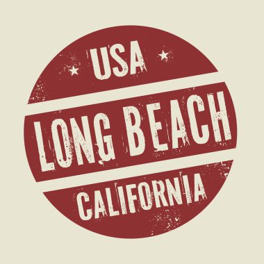Metin Long Beach, Kaliforniya ile Grunge vintage yuvarlak damga