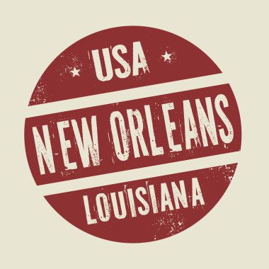 Grunge vintage yuvarlak damga ile metin New Orleans, Louisiana