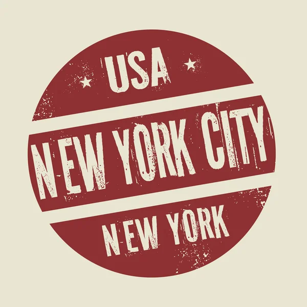 Grunge timbro vintage rotondo con testo New York City, New York — Vettoriale Stock
