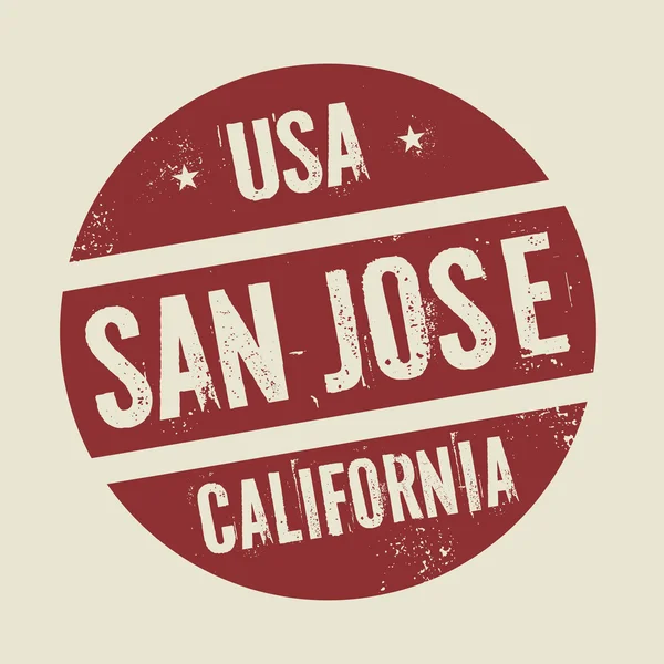 格伦格复古圆形邮票与文本圣何塞， 加利福尼亚州 — 图库矢量图片