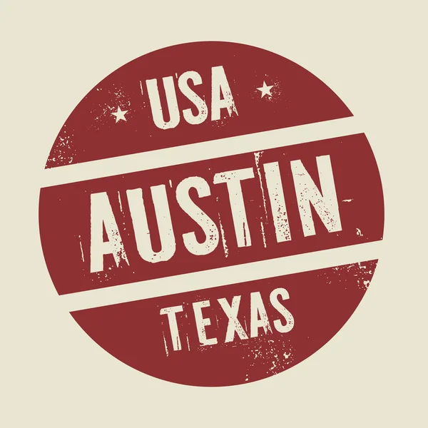 Grunge vintage yuvarlak damga metni Austin, Teksas ile — Stok Vektör