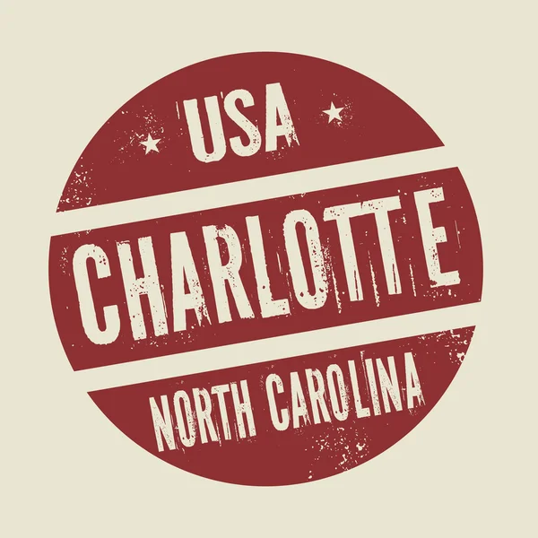 Grunge Vintage okrągły znaczek z tekstem Charlotte, Karolina Północna — Wektor stockowy