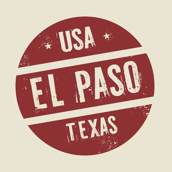 Metin El Paso, Teksas ile Grunge vintage yuvarlak damga — Stok Vektör