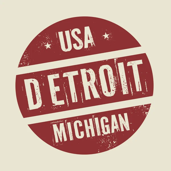 Selo redondo vintage Grunge com texto Detroit, Michigan — Vetor de Stock