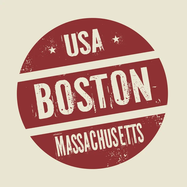 Sello redondo Grunge vintage con texto Boston, Massachusetts — Archivo Imágenes Vectoriales