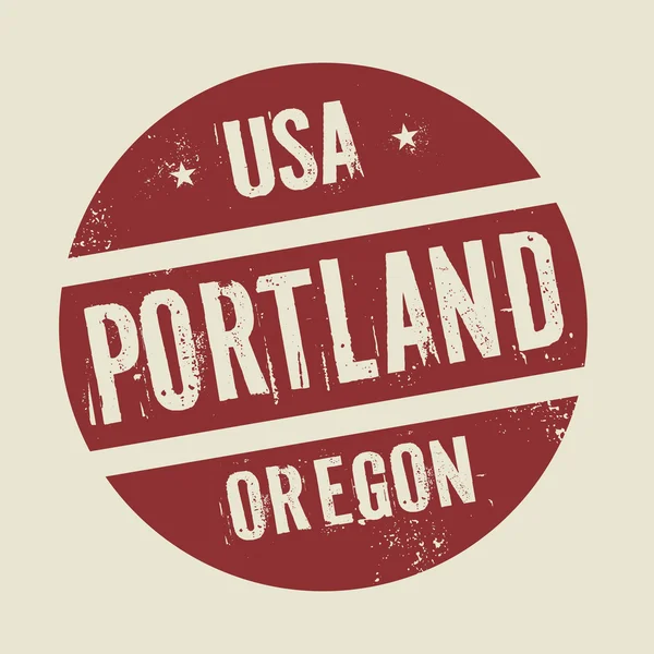 Grunge vintage timbro rotondo con testo Portland, Oregon — Vettoriale Stock