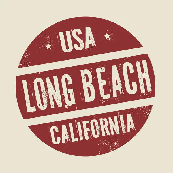 Metin Long Beach, Kaliforniya ile Grunge vintage yuvarlak damga — Stok Vektör