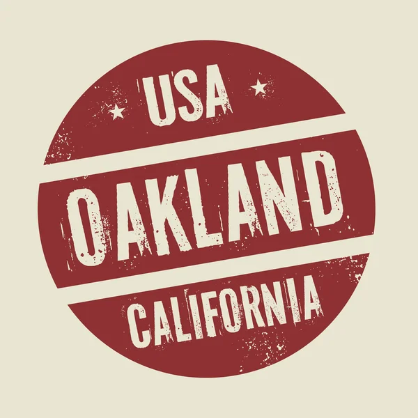 Grunge timbre rond vintage avec texte Oakland, Californie — Image vectorielle
