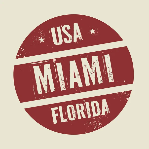 Metin Miami, Florida ile Grunge vintage yuvarlak damga — Stok Vektör