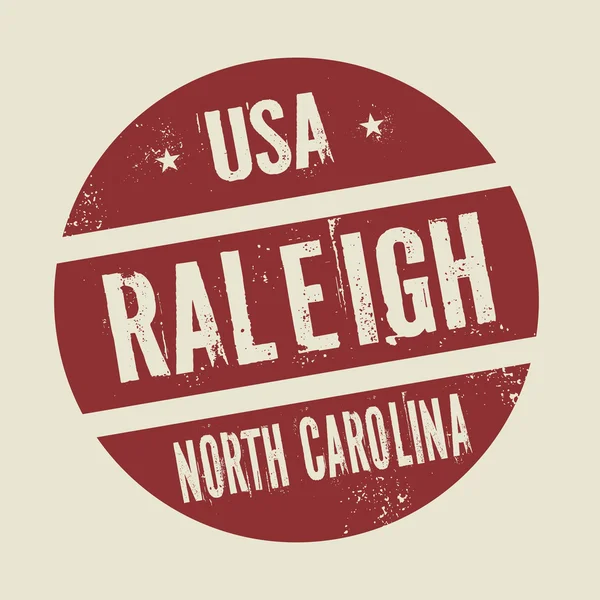 Grunge timbro vintage rotondo con testo Raleigh, Carolina del Nord — Vettoriale Stock