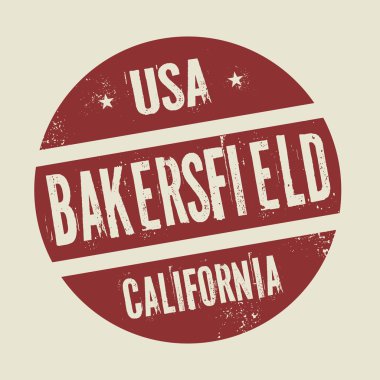 Grunge vintage yuvarlak damga ile metin Bakersfield, Kaliforniya