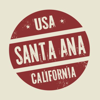 Grunge vintage round stamp with text Santa Ana, California clipart