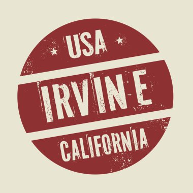 Grunge vintage yuvarlak damga metni Irvine, California ile