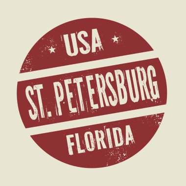 Grunge vintage yuvarlak damga metni St Petersburg, Florida ile