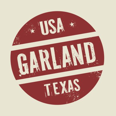 Grunge vintage yuvarlak damga metni Garland, Teksas ile