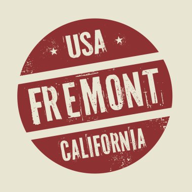 Grunge vintage yuvarlak damga metni Fremont, California ile