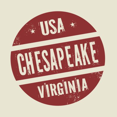 Grunge vintage yuvarlak damga metni Chesapeake, Virginia ile