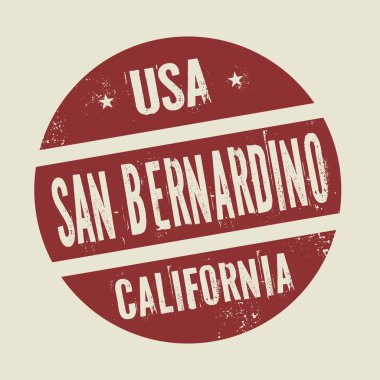 Grunge vintage yuvarlak damga metni San Bernardino, California ile