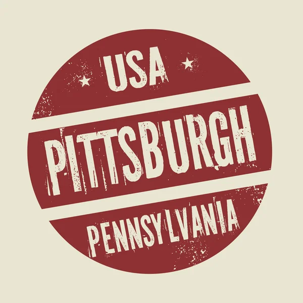 Selo redondo vintage Grunge com texto Pittsburgh, Pensilvânia — Vetor de Stock
