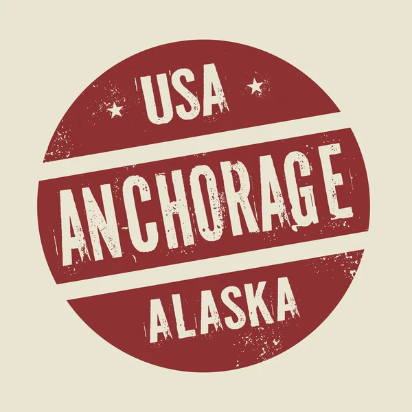 Grunge vintage timbro rotondo con testo Anchorage, Alaska — Vettoriale Stock