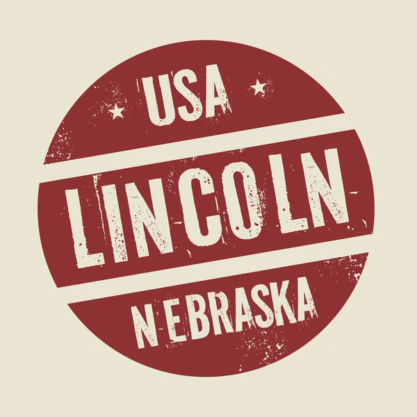 Ilustracja okrągły znaczek z tekstem Lincoln, Nebraska — Wektor stockowy