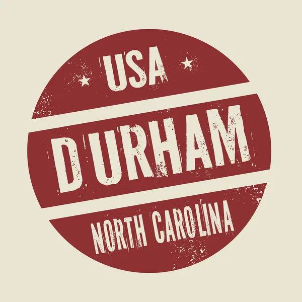Grunge timbro vintage rotondo con testo Durham, Carolina del Nord — Vettoriale Stock
