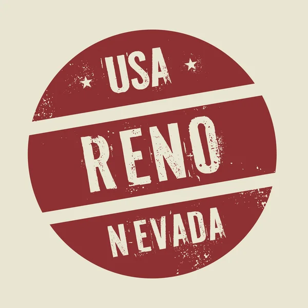 Grunge timbro vintage rotondo con testo Reno, Nevada — Vettoriale Stock