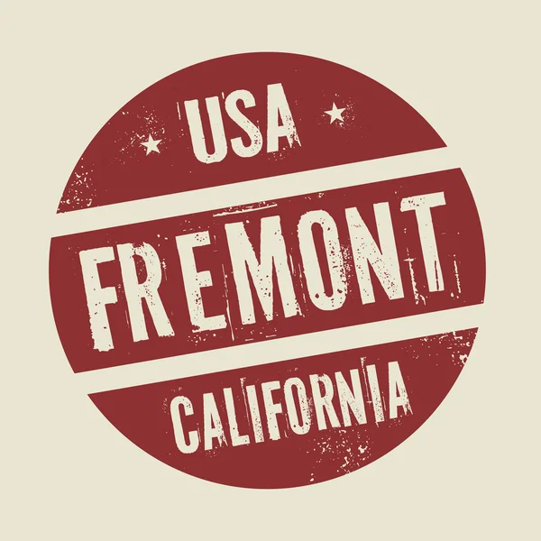 Grunge timbro vintage rotondo con testo Fremont, California — Vettoriale Stock