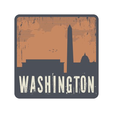 Grunge vintage damga metni Washington ile